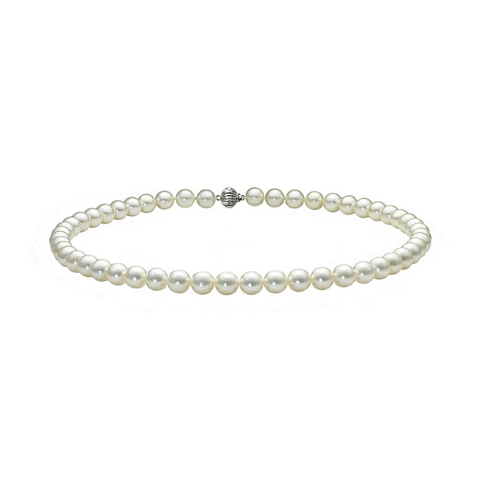 Colier Perle Akoya Japoneze 5,5-6 mm, Inchizatoare Sferica Aur Alb 14K KASKADDA
