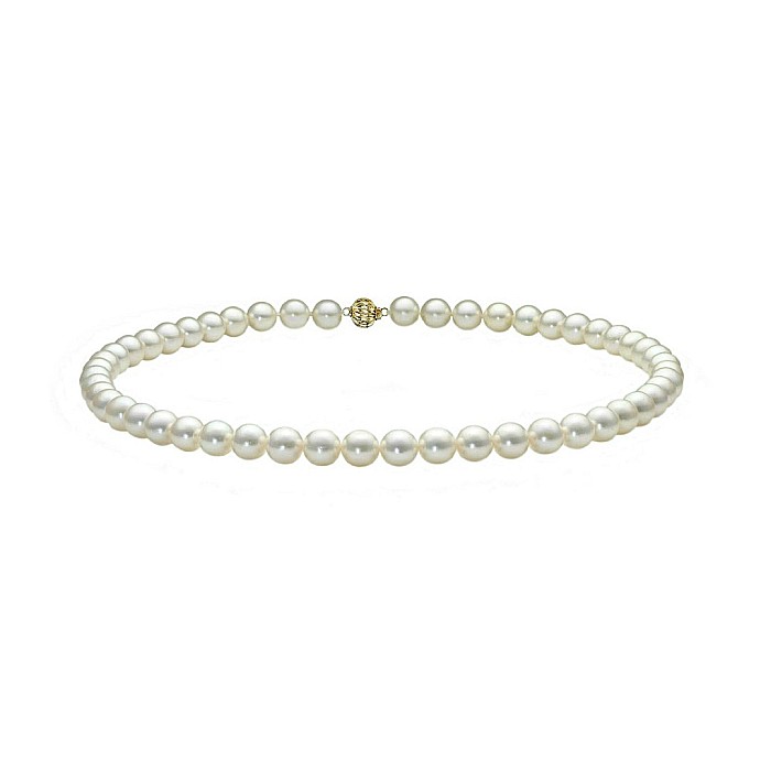 Colier Perle Akoya Japoneze 5,5-6 mm, Inchizatoare Sferica Aur Galben 14K KASKADDA