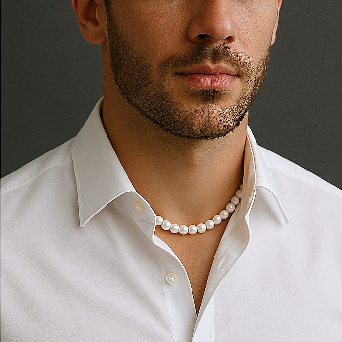 Colier Perle Barbati, Albe, 6-7 mm, Aur Galben 14K KASKADDA