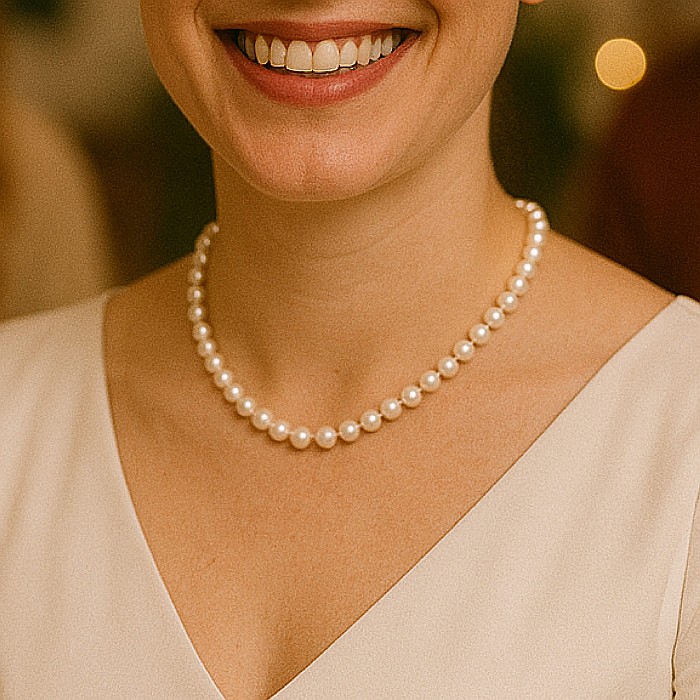 Colier Perle la Baza Gatului 6-7 mm, Inchizatoare Aur 14K KASKADDA