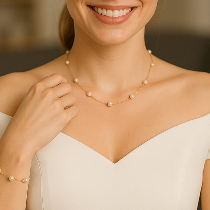 Colier Perle, Model Office, de 7-8 mm, Calitate AAA, Aur 14K KASKADDA