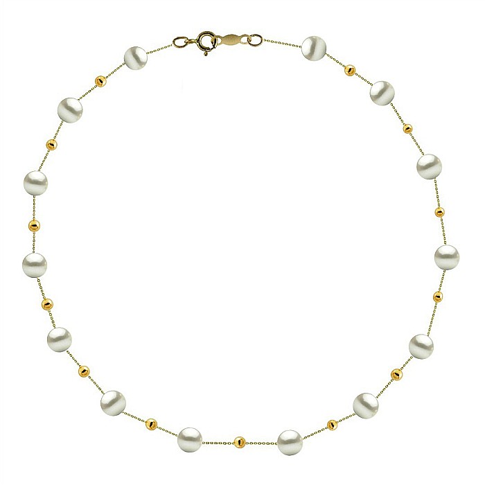 Colier Perle Naturale 4-5 mm cu Bile Aur 14K, Office Elegant KASKADDA