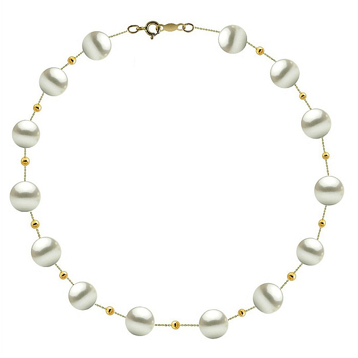 Colier Perle Naturale 7-8 mm cu Bile Aur 14K, Office Elegant KASKADDA