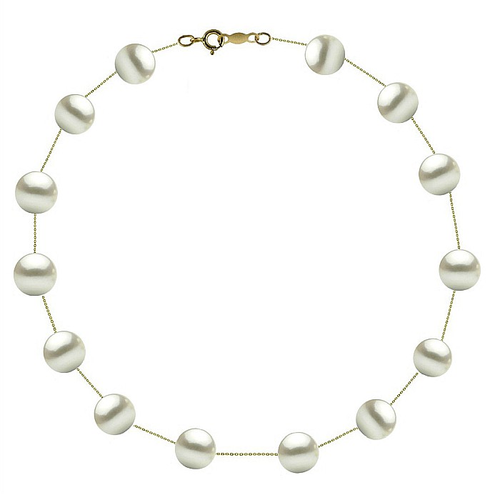Colier Perle Naturale 9 mm, Calitate AAA, Aur 14K, Model Office KASKADDA