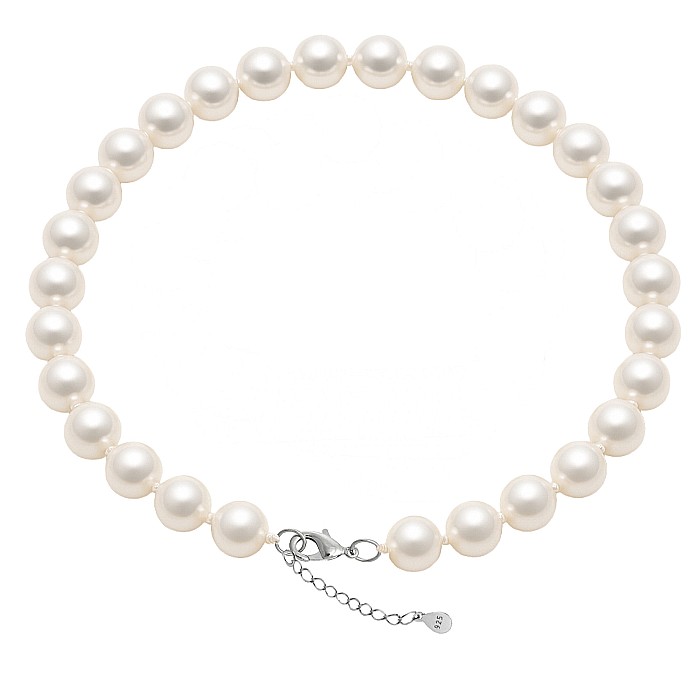 Colier Perle Naturale Albe 9-10 mm, AAA, Model Business, Argint 925 KASKADDA