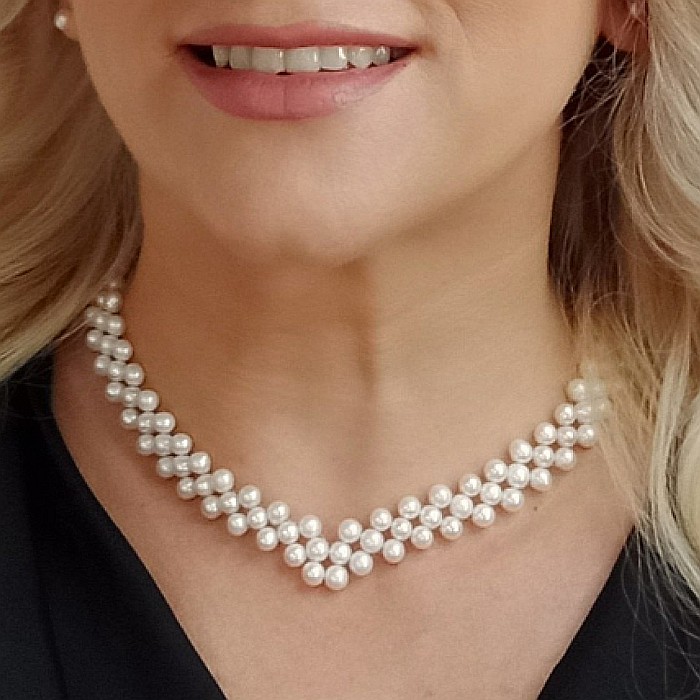 Colier Perle Naturale Albe Delicate Beauty cu Inchizatoare Argint KASKADDA