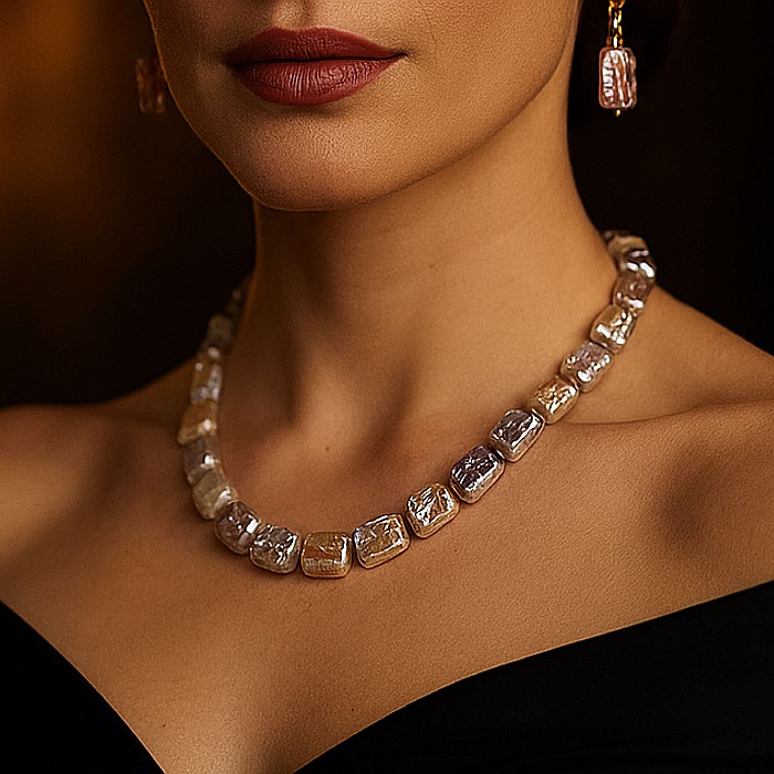 Colier Perle Naturale Baroque Multicolore si Inchizatoare Argint 925 KASKADDA