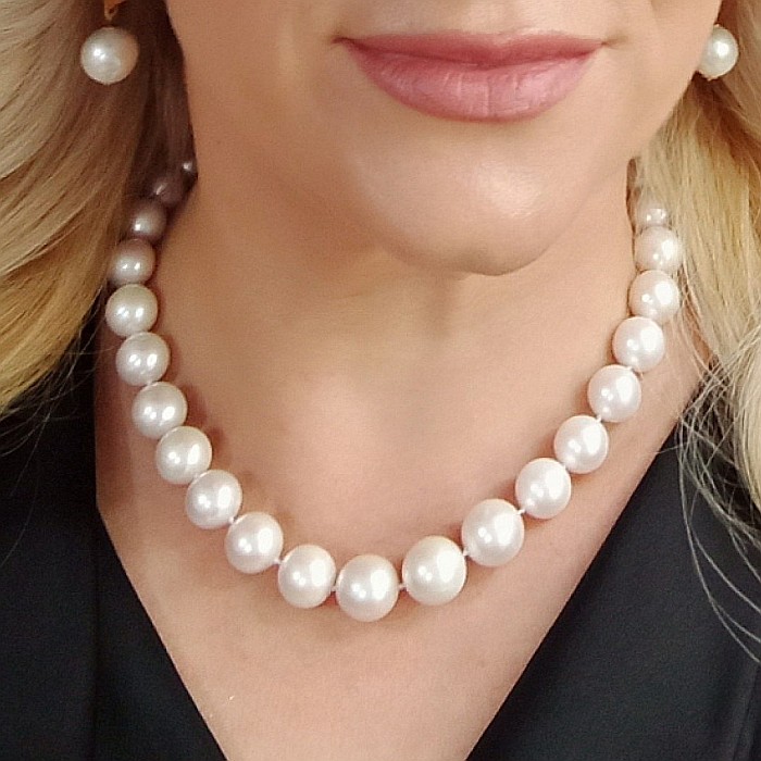 Colier Perle Naturale Edison Albe 11,5-14,5 mm, AAA, Aur Galben 14K KASKADDA