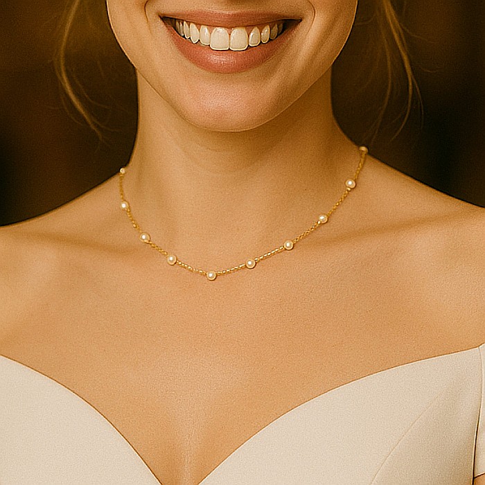 Colier Perle Naturale, Office, 4-5 mm, Calitate AAA, Aur 14K KASKADDA
