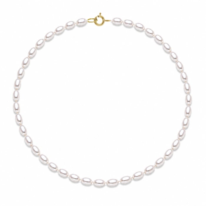 Colier Perle Naturale Ovale Albe cu Inchizatoare Aur 14K (aur 585) KASKADDA