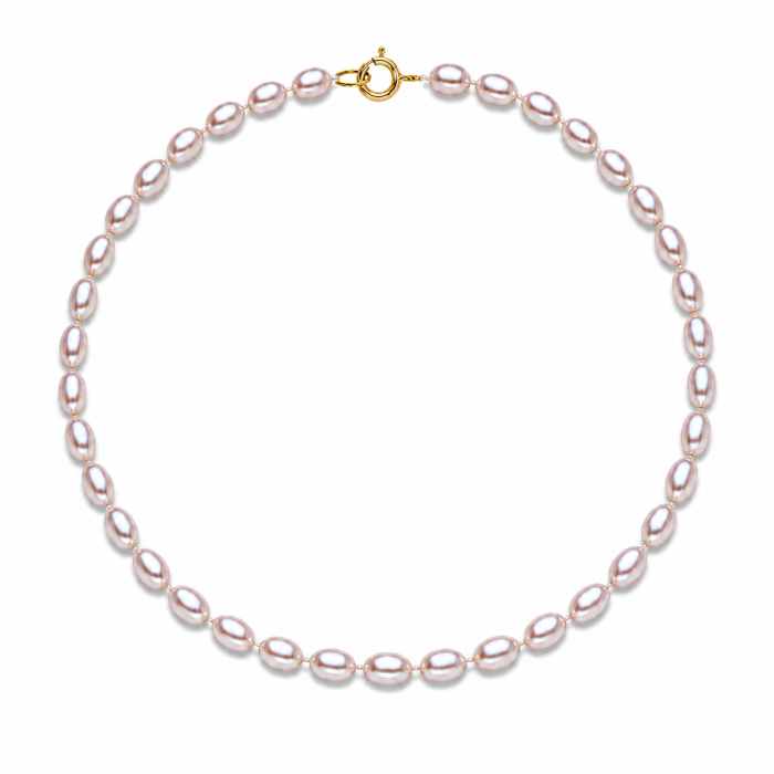 Colier Perle Naturale Ovale Lavanda cu Inchizatoare Aur 14K (aur 585) KASKADDA