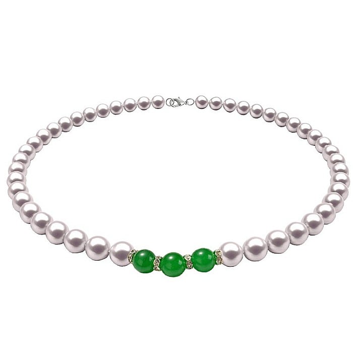 Colier Perle Naturale si Jad Verde, Inchizatoare Argint 925 KASKADDA