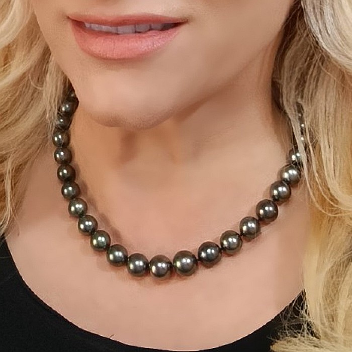 Colier Perle Tahitiene 9-11 mm, AAA, Aur Galben 14K KASKADDA
