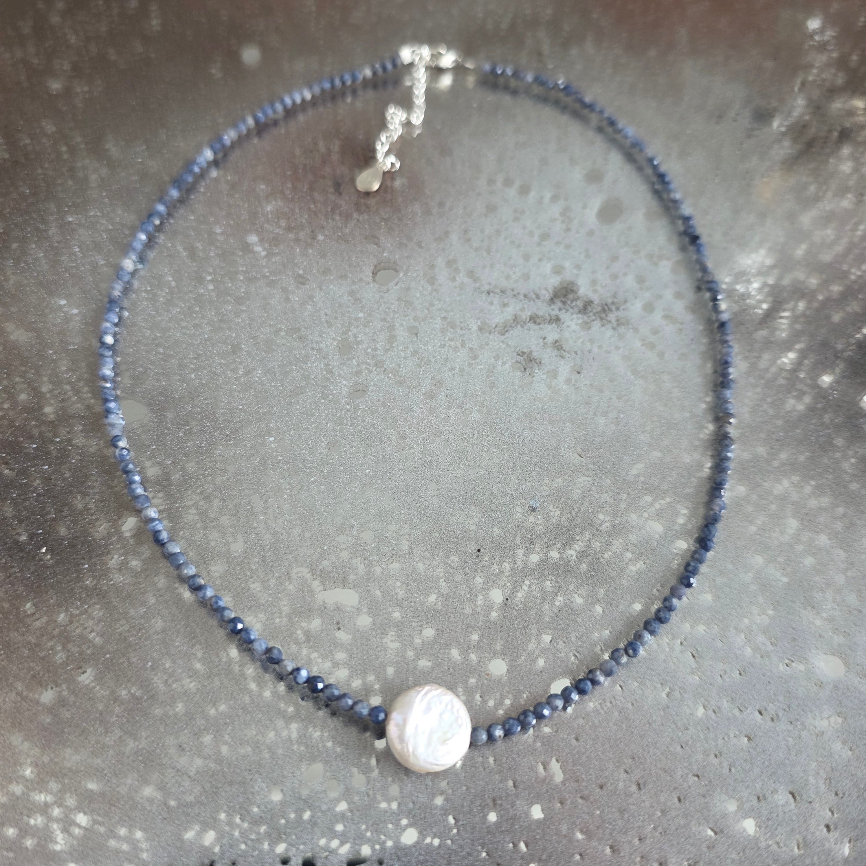 Colier safir si perle Celestial#114