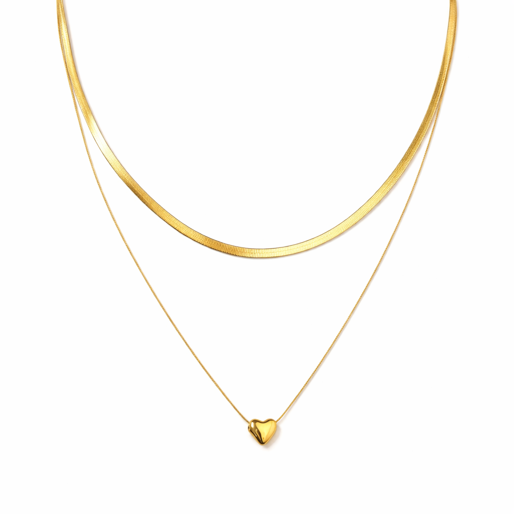 Colier Snake Heart Placat cu Aur 18k