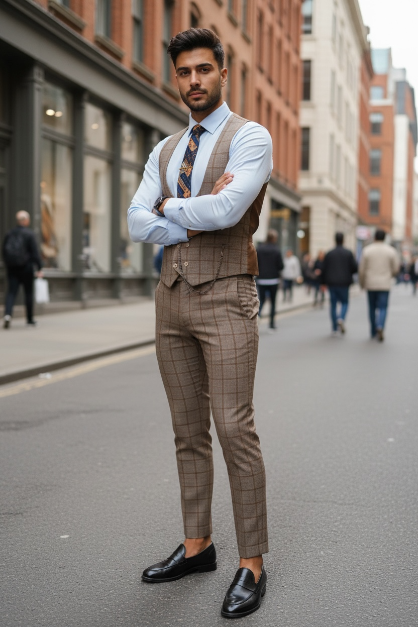 Compleu barbati maro Vesta + Pantaloni B1452 24-2