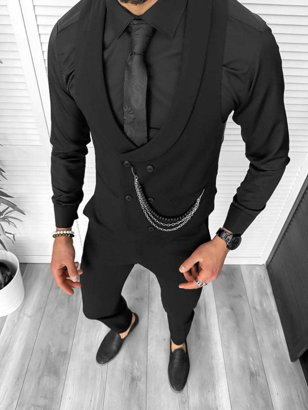 Compleu barbati negru Vesta + Pantaloni 11844 P18-5.2