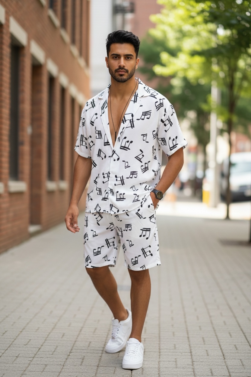 Compleu de vara camasa imprimeu + pantaloni 12747 23-4.4