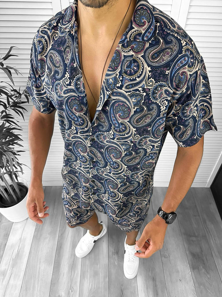 Compleu de vara camasa imprimeu + pantaloni 12780 D10-5