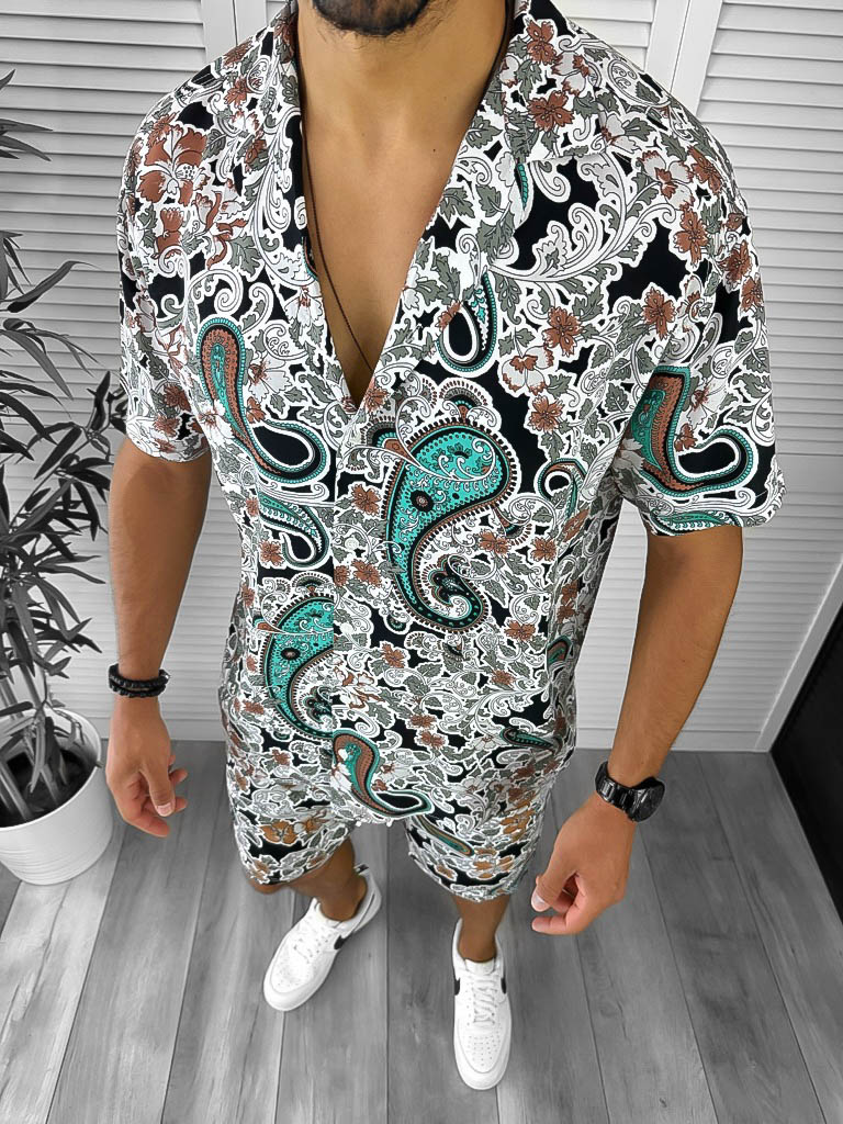 Compleu de vara camasa imprimeu + pantaloni 12838 15-5.2