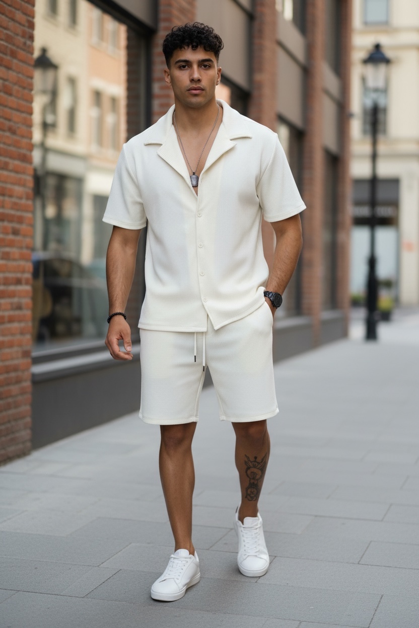 Compleu de vara camasa + pantaloni alb 3170 40-5.3