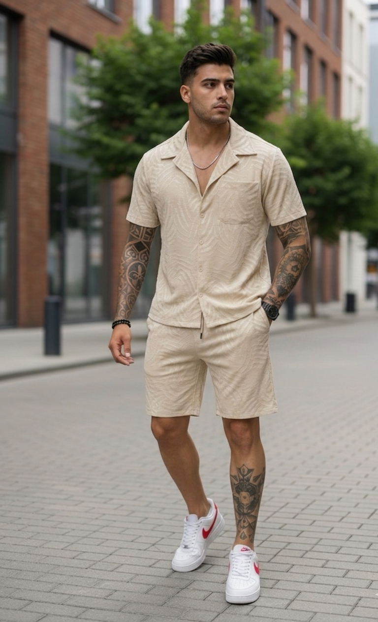 Compleu de vara camasa + pantaloni bej 3176 34-5.3