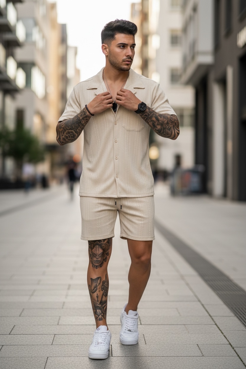Compleu de vara camasa + pantaloni bej 3178 39-2.1