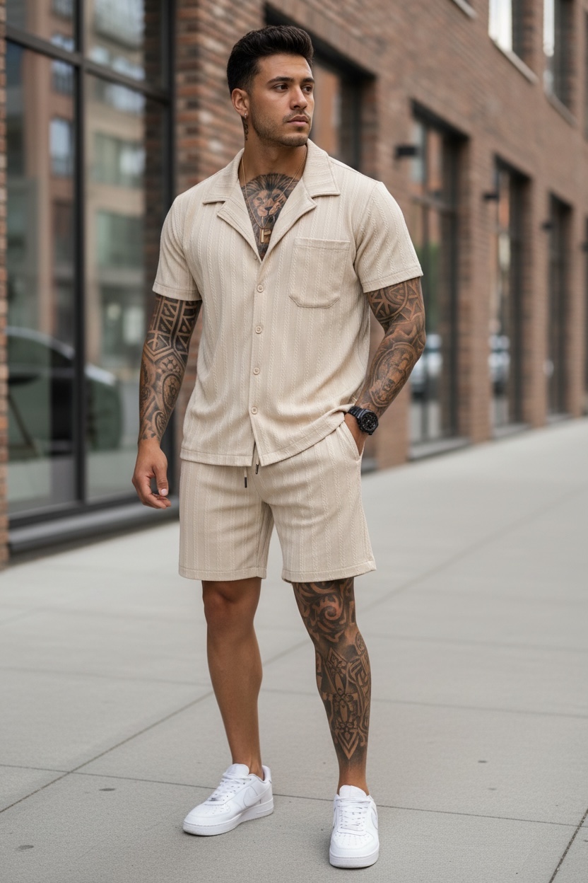 Compleu de vara camasa + pantaloni bej 3180 43-4.2