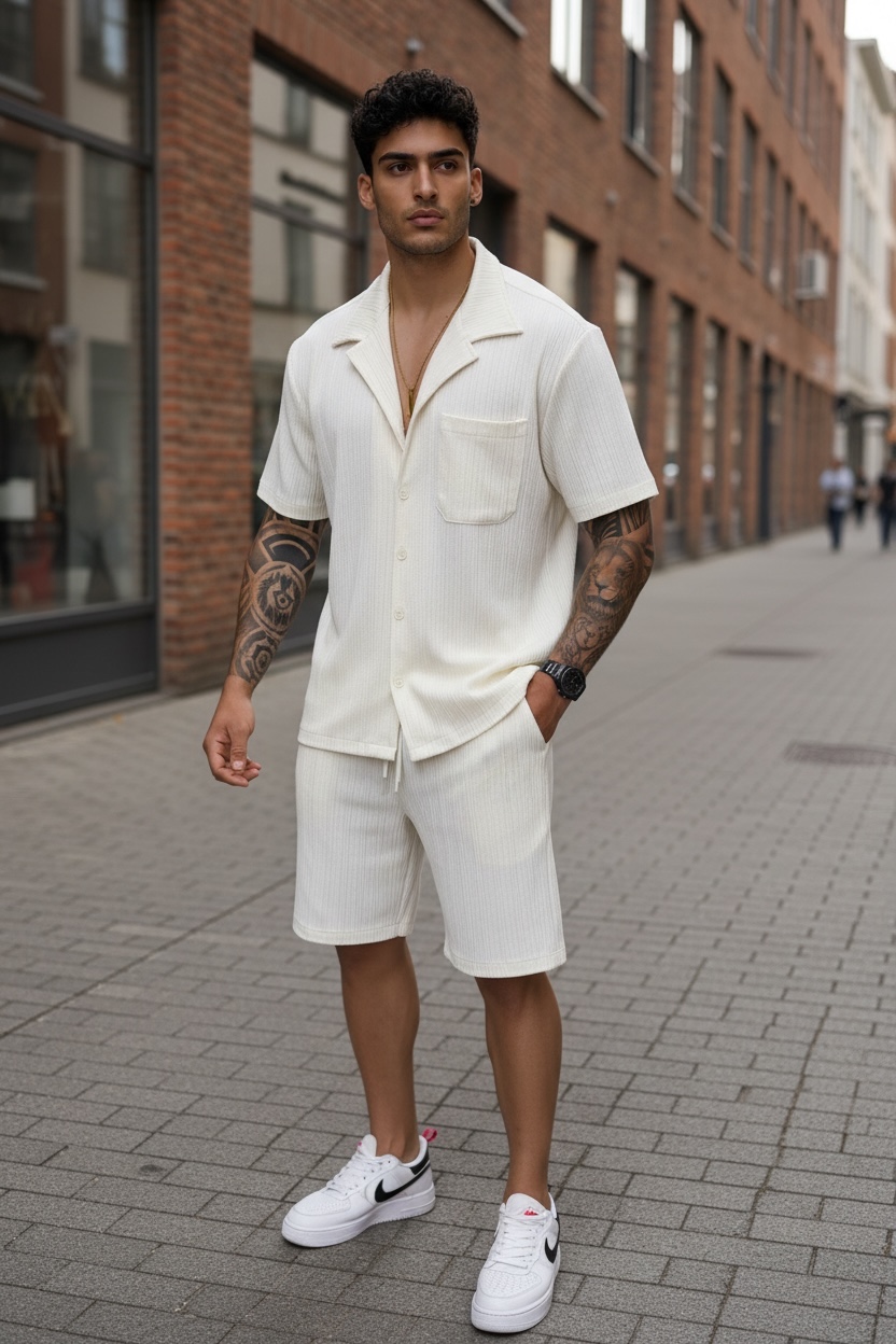 Compleu de vara camasa + pantaloni cream 3179 42-1.3