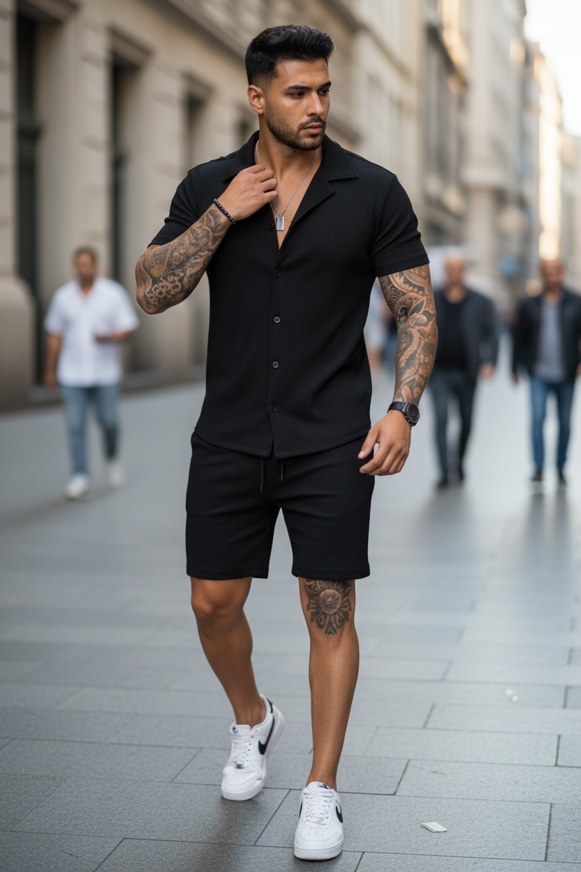 Compleu de vara camasa + pantaloni negru 3170 56-1