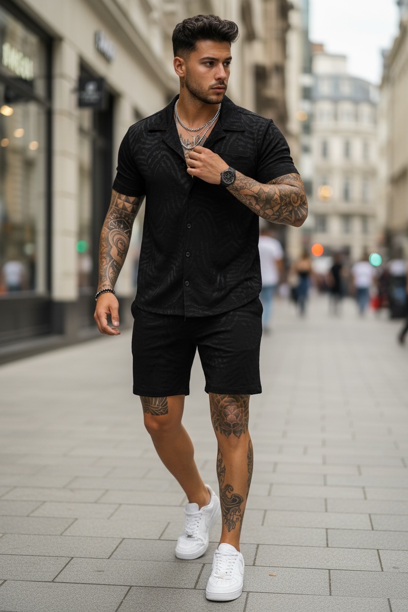 Compleu de vara camasa + pantaloni negru 3176 32-1.1