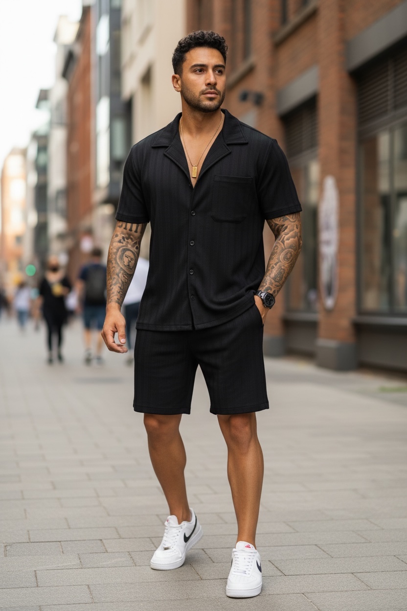 Compleu de vara camasa + pantaloni negru 3179 44-5