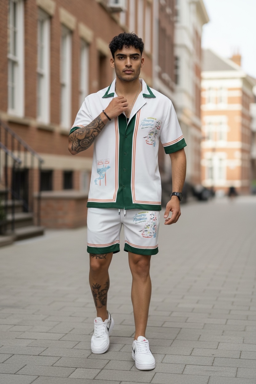 Compleu de vara cu imprimeu camasa + pantaloni 979 29-4.1
