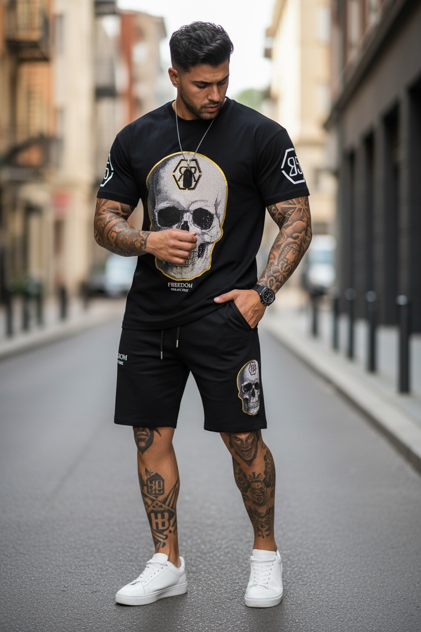 Compleu de vara tricou oversize + pantaloni negru 538 D11-3.2