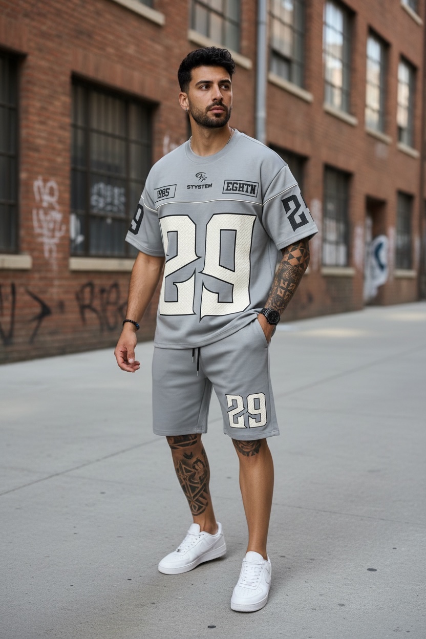 Compleu de vara tricou + pantaloni gri 5069 34-4.2