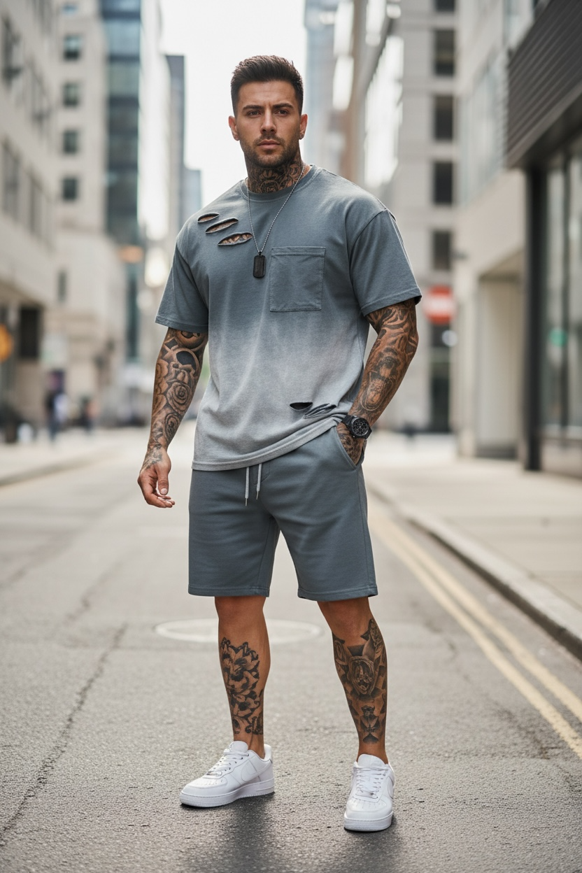 Compleu de vara tricou + pantaloni gri 8001 39-1.1