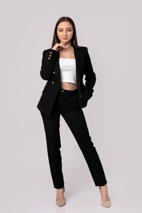 Compleu negru cu sacou si pantaloni