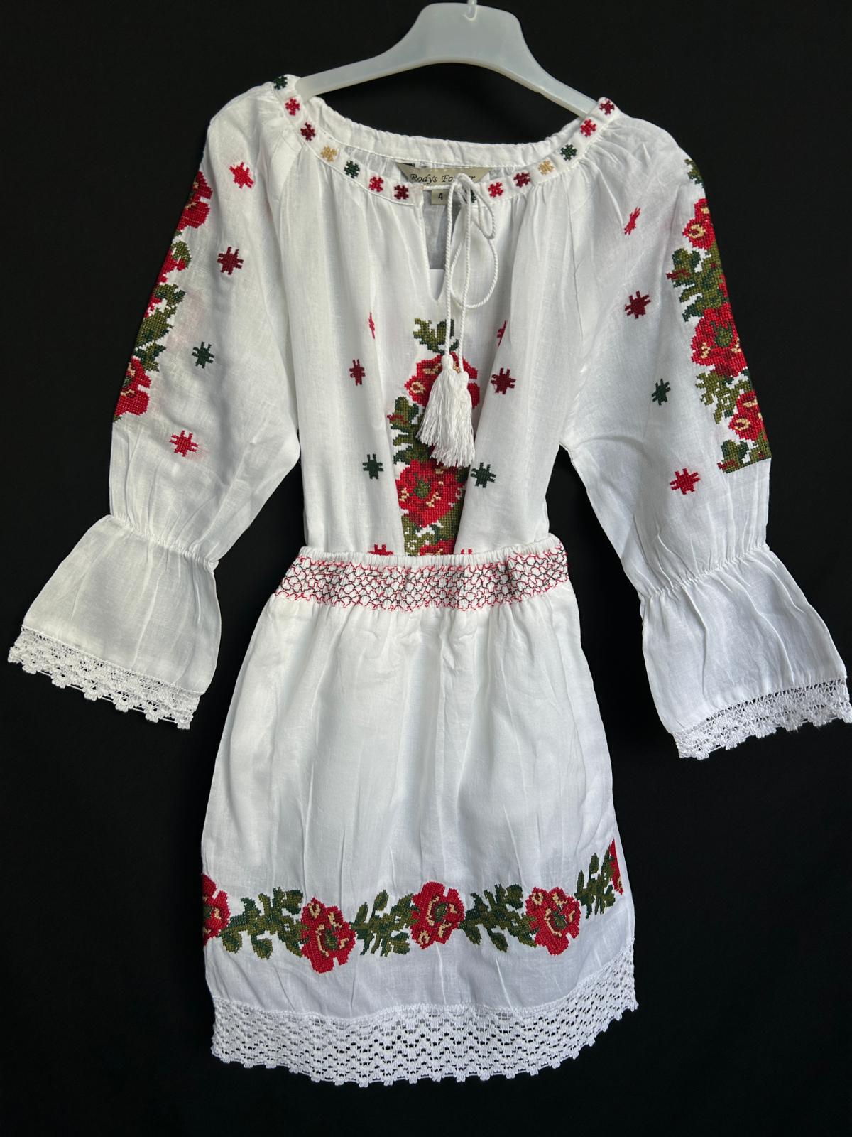 Compleu tradițional fete - fustă și ie, TM1237 *motive florale* - 8