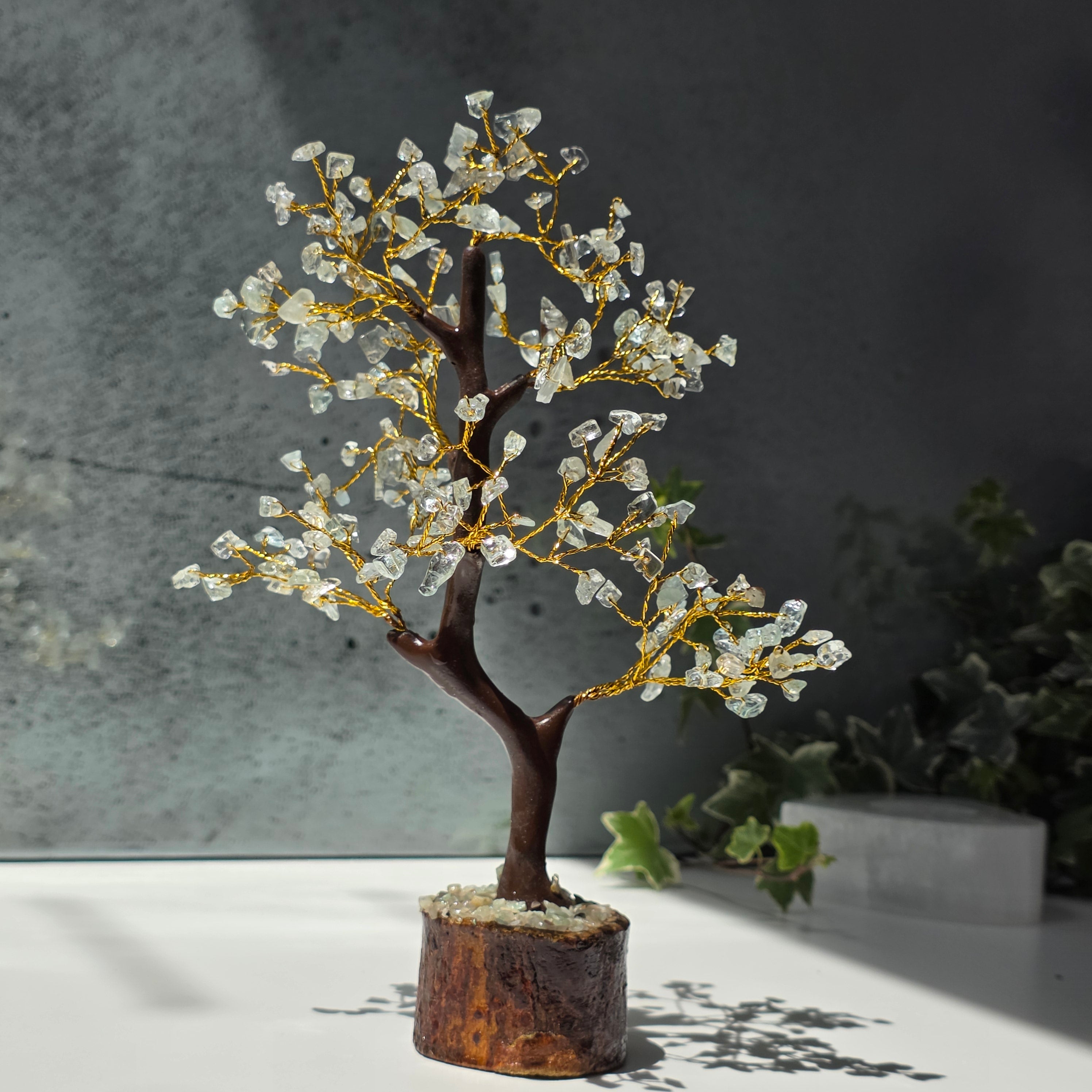 Copac feng shui acvamarin pe bază de lemn – 22 cm
