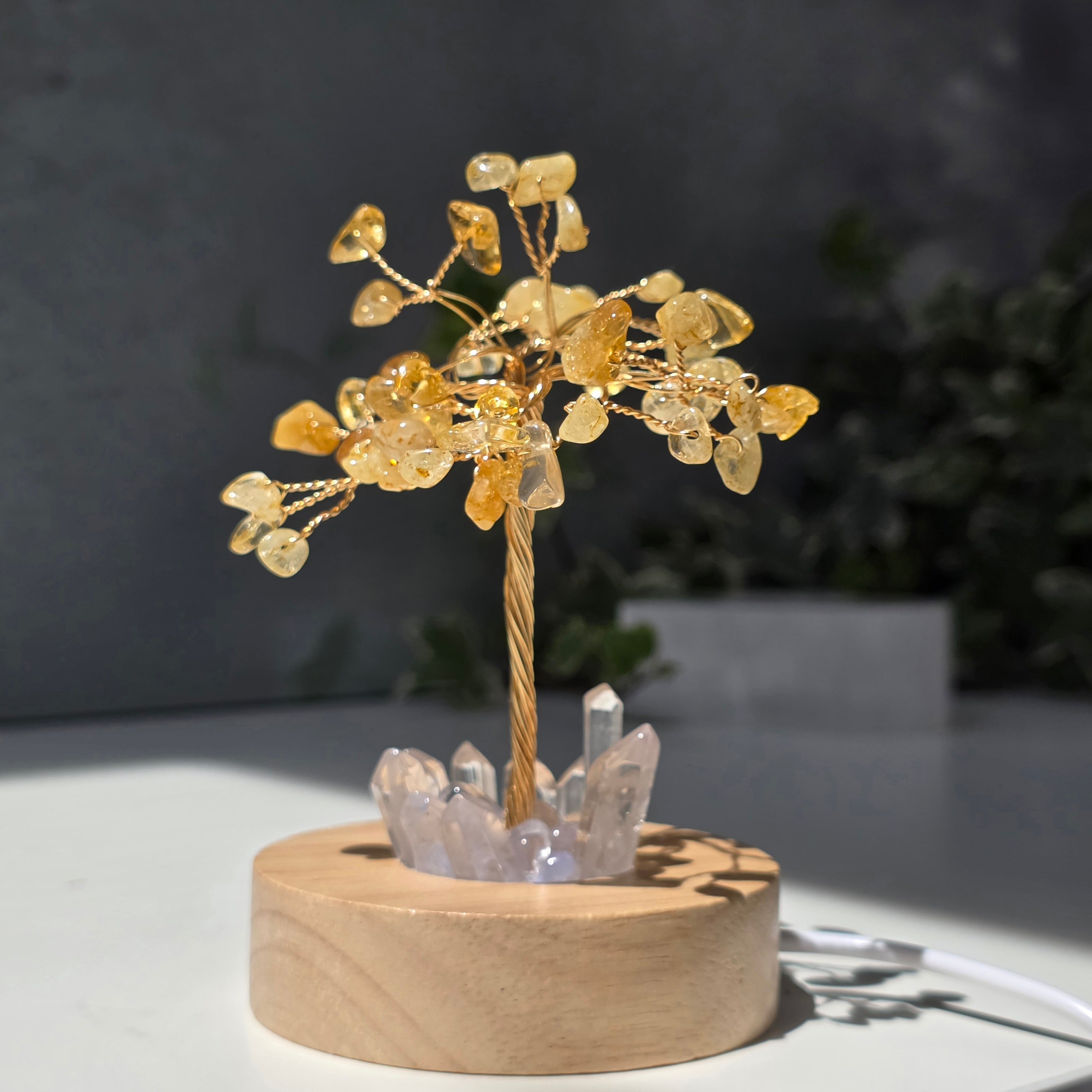 Copac Feng Shui cu citrin pe bază de cuarț de stâncă – lampă decorativă USB