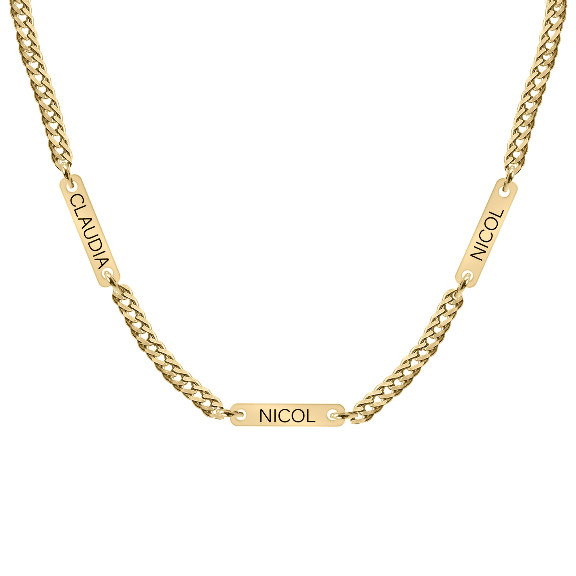 Cosmos - Colier personalizat cu tablite si nume din argint 925 placat cu aur galben 24K