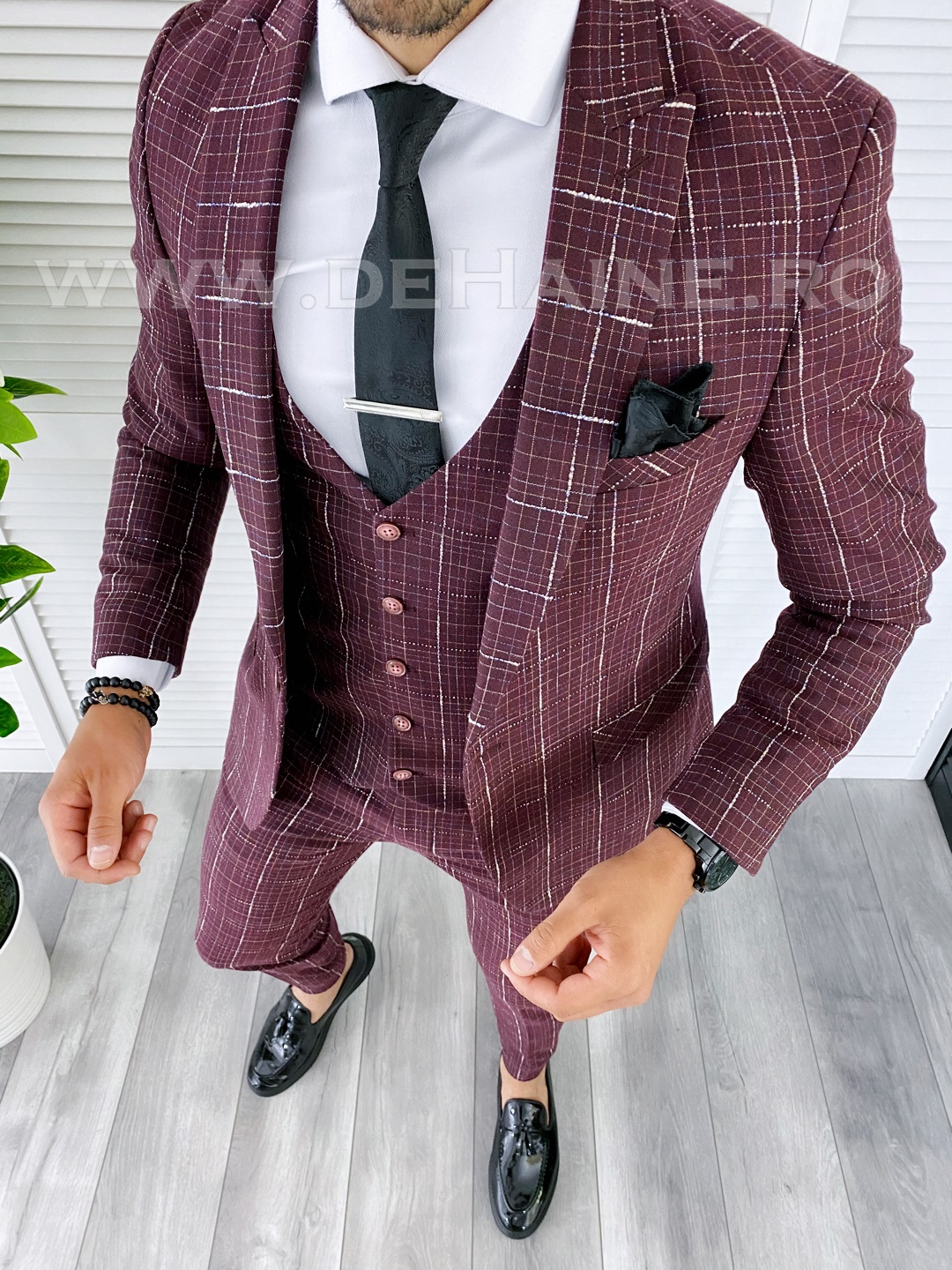 COSTUM BARBATI SLIM FIT (SACOU+ VESTA) GRENA B5361 40-4.1