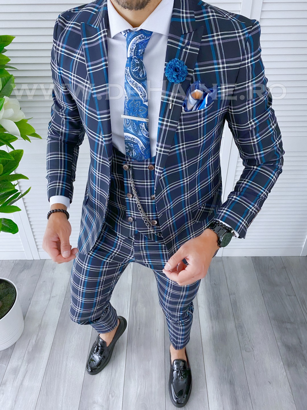 Costum barbati slim fit + Vesta A7800 i15-1