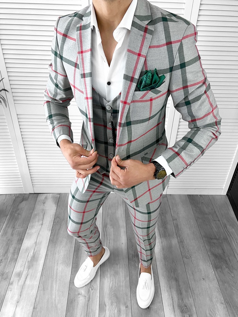 Costum barbati slim fit + Vesta B5363 D2-5.3