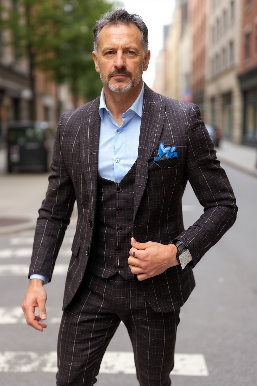 Costum barbati slim fit + Vesta grena 792 48
