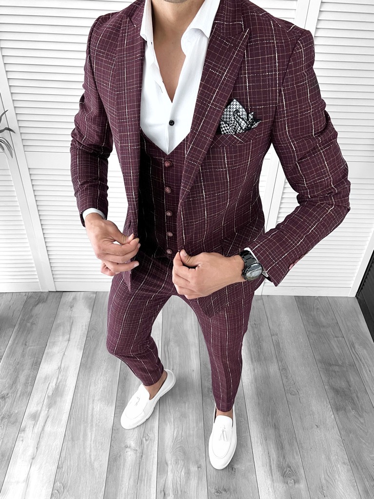 Costum barbati slim fit + Vesta GRENA B5361 P20-1.3