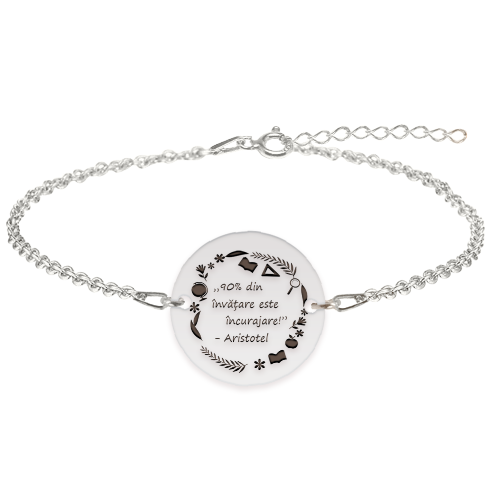 Courage - Bratara personalizata "90% din invatare este incurajare" din argint 925
