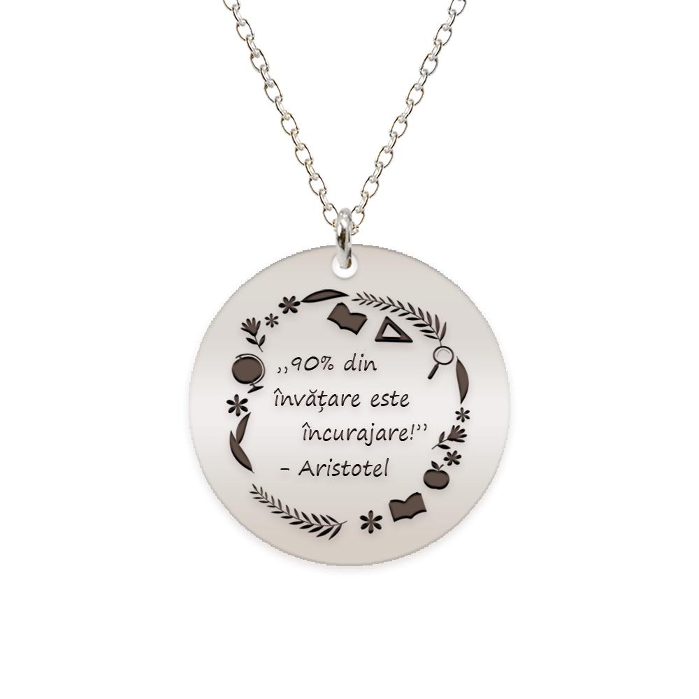 Courage - Colier personalizat "90% din invatare este incurajare" din argint 925
