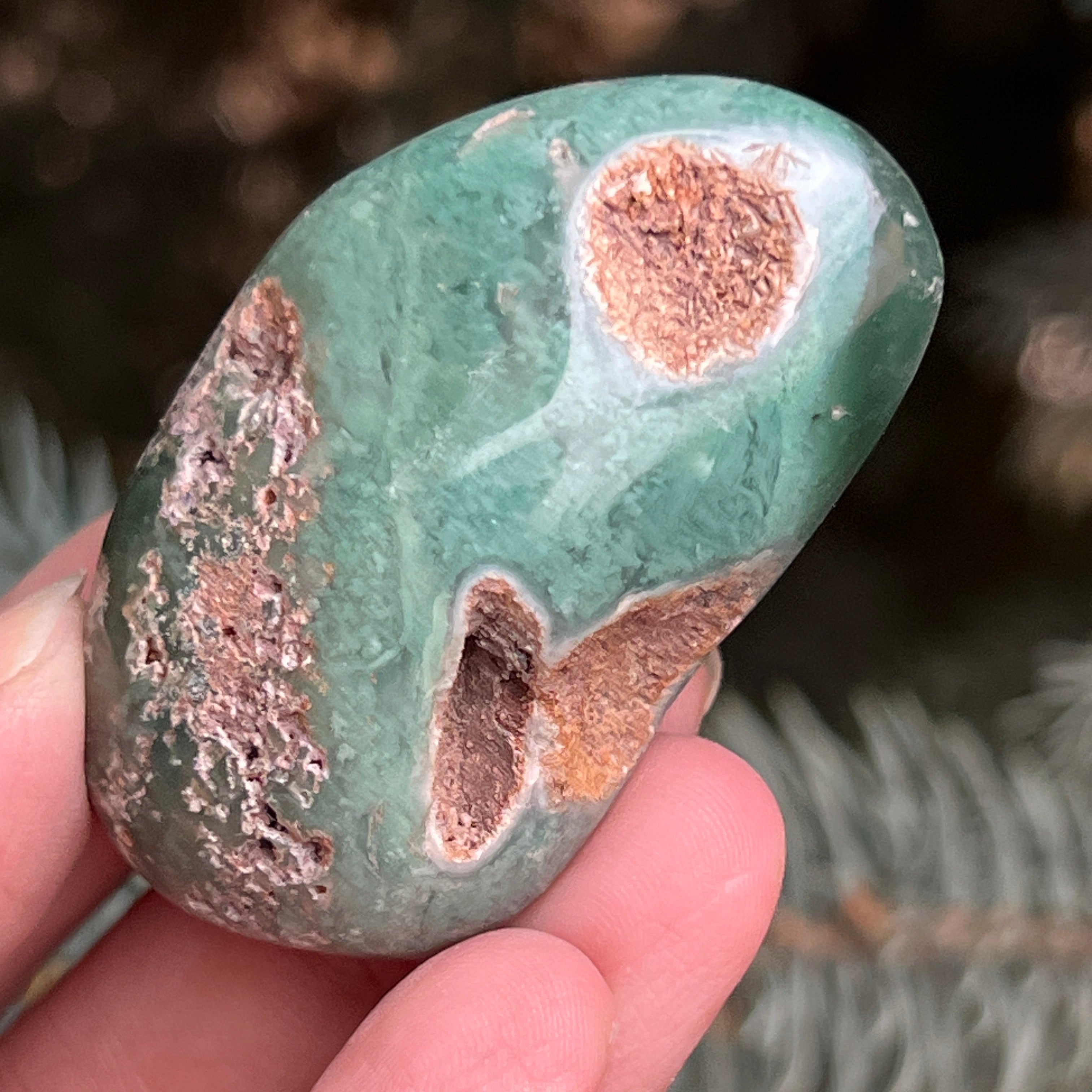 Crisopraz smarald palmstone model 5 din Zimbabwe