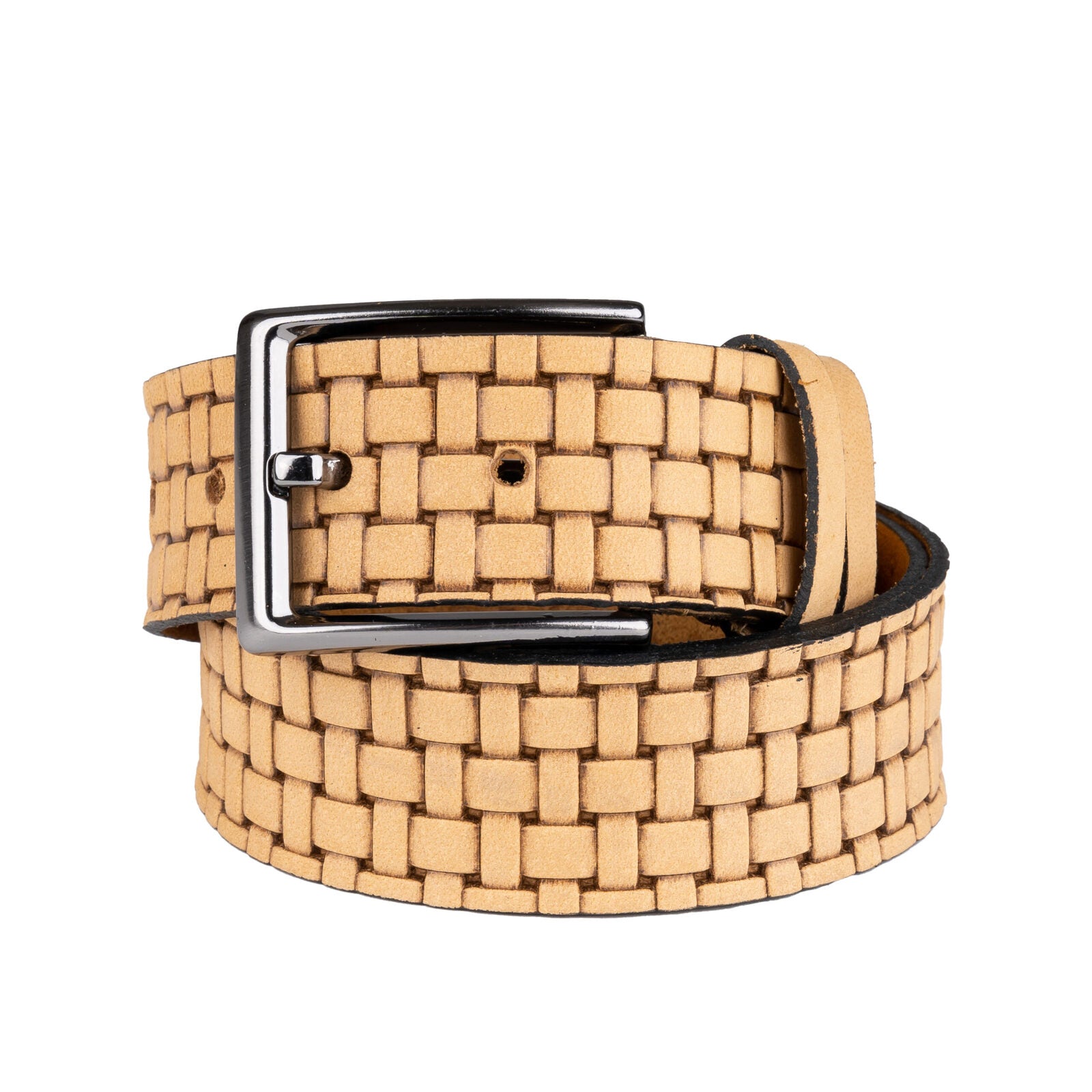 Curea barbati din piele naturala Classic beige - 110 cm
